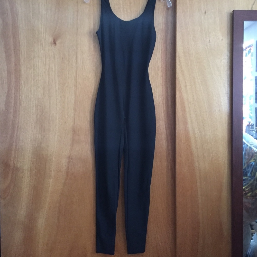Black tanktop bodysuit leotard